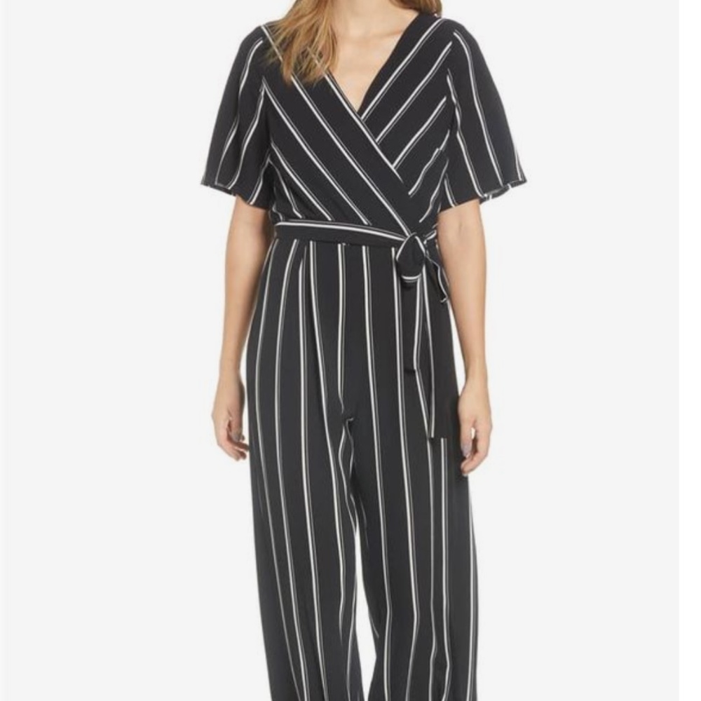 CLOSETCLEANOUT Nordstrom Black Striped Row A Jumpsuit - Picture 2 of 9